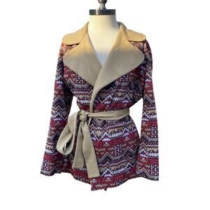 Vintage Gina Teresa Wool Blend Tie Cardigan Shacket Vintage 16 Modern M/L Aztec